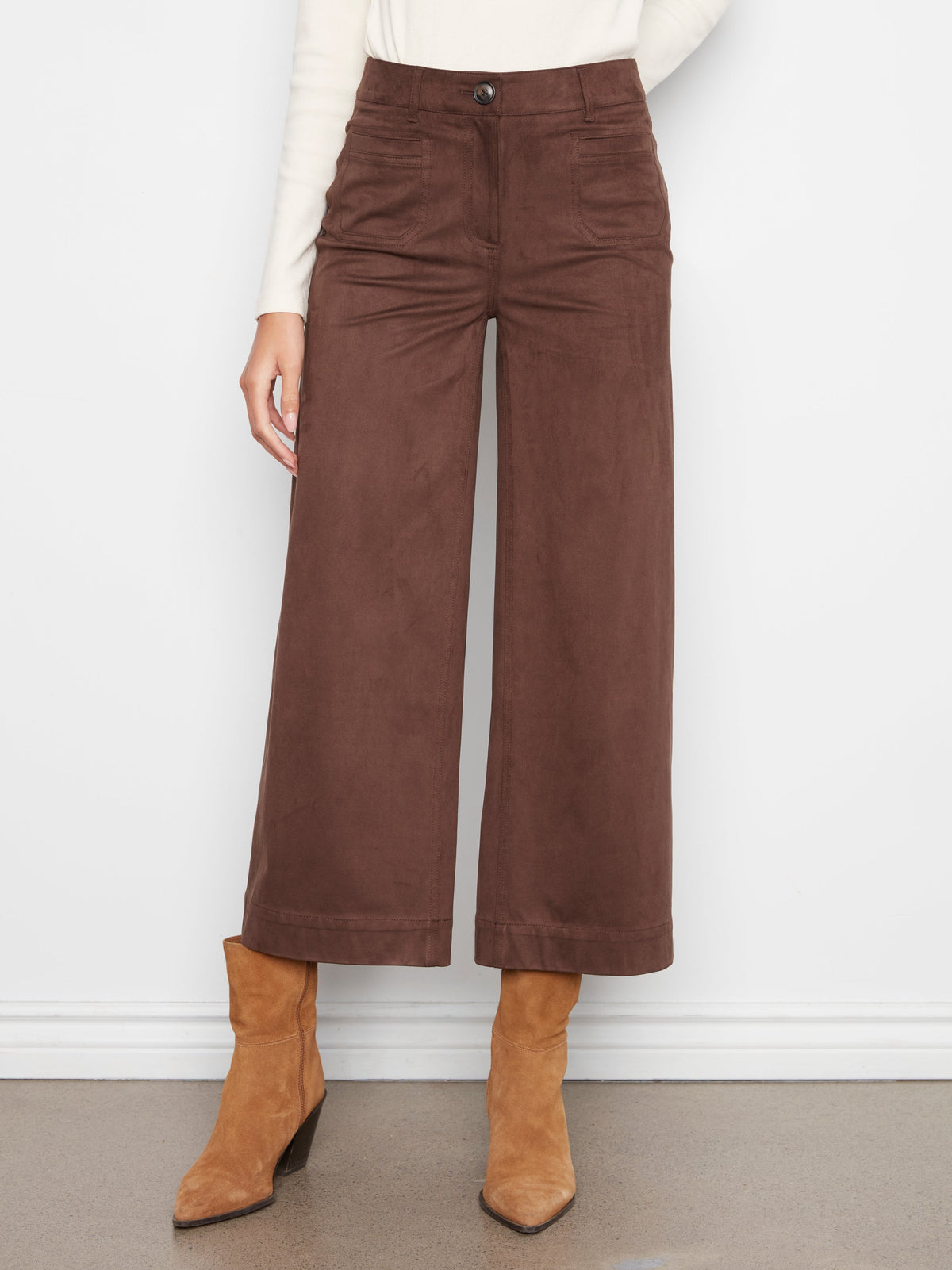 Charlie B Faux Suede Cropped Wide Leg Pants - Style C5848-750C
