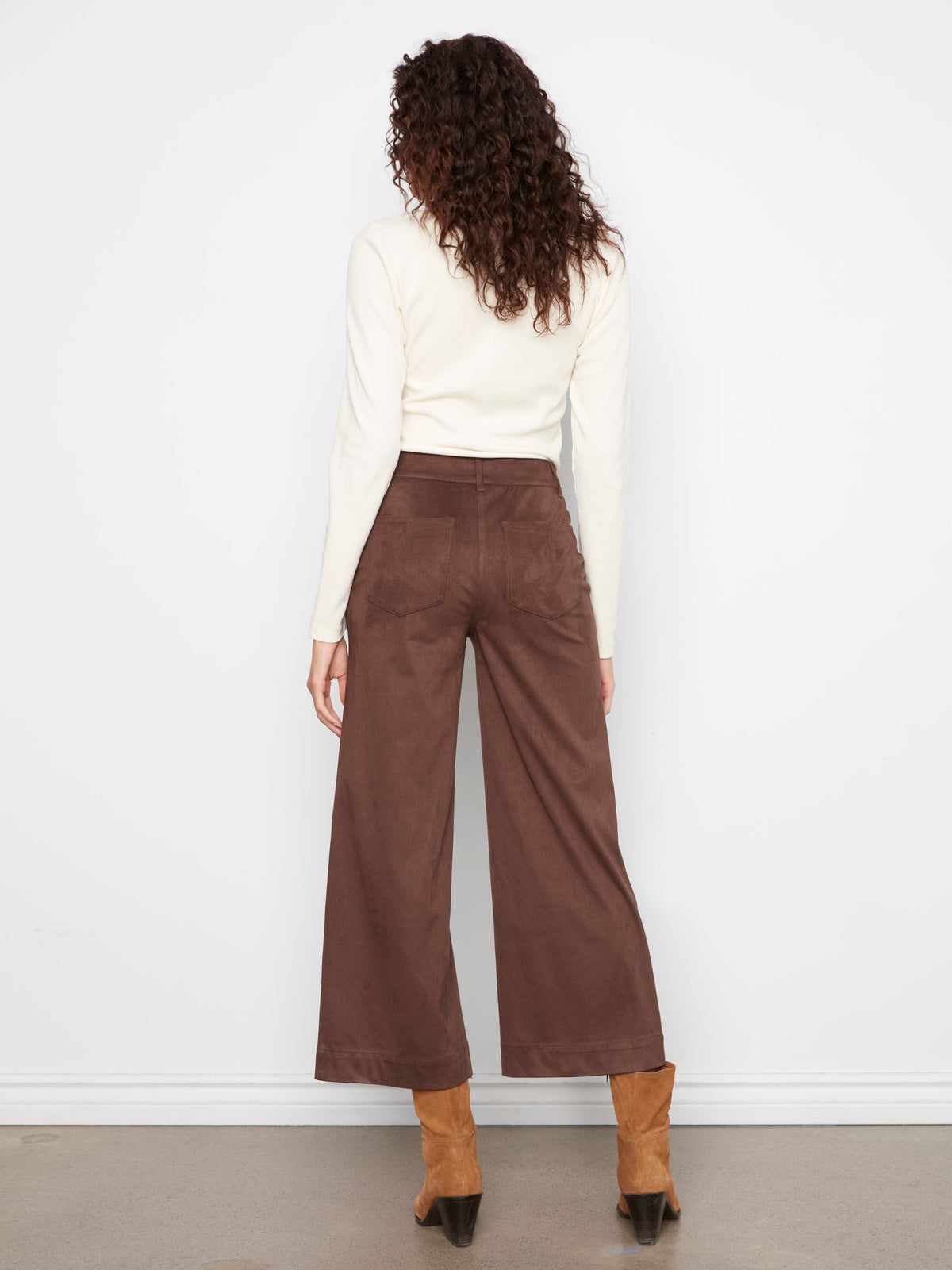 Charlie B Faux Suede Cropped Wide Leg Pants - Style C5848-750C