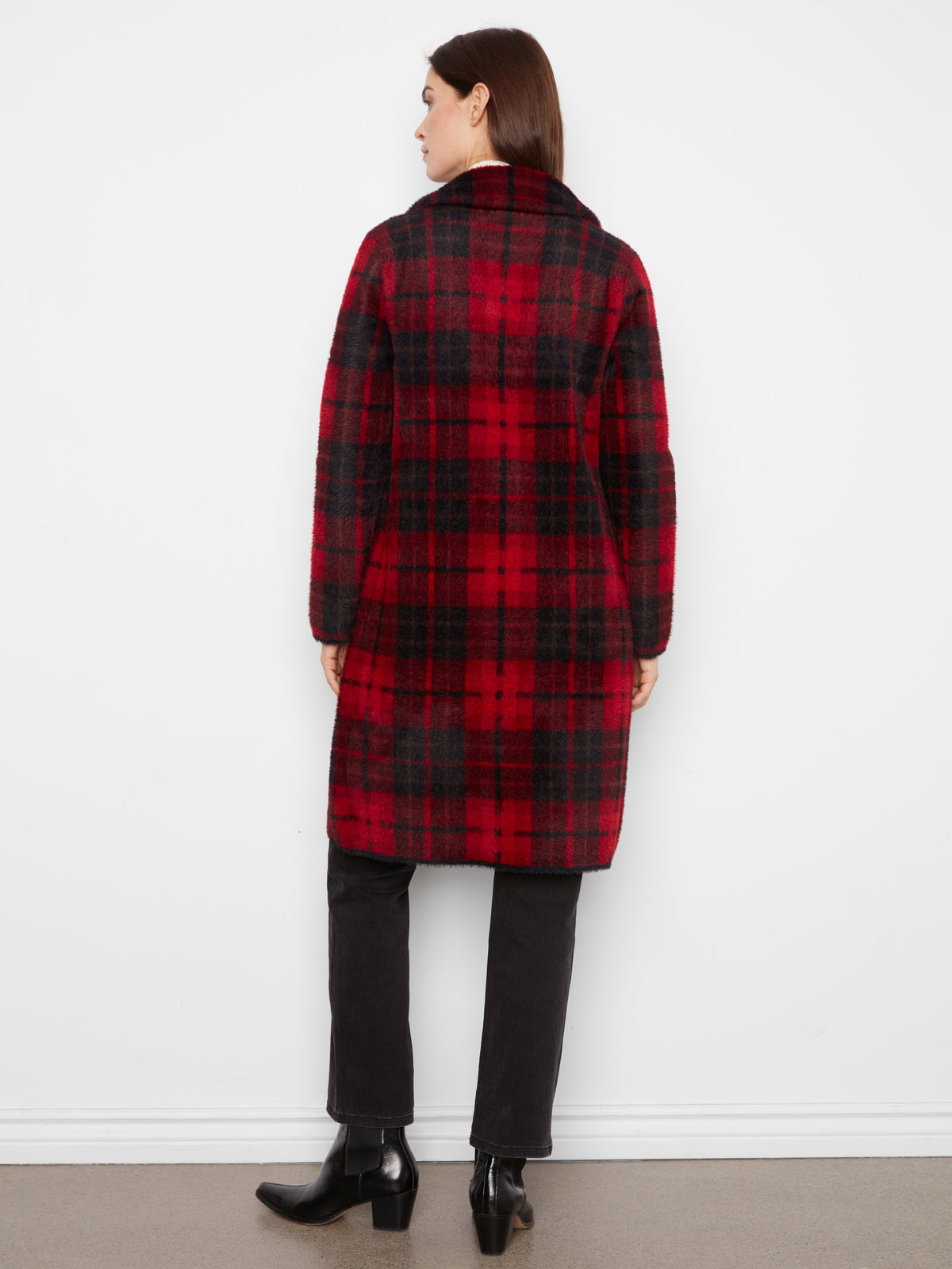 Charlie B Long Plaid Knit Coatigan - Style C6326RR-950BC