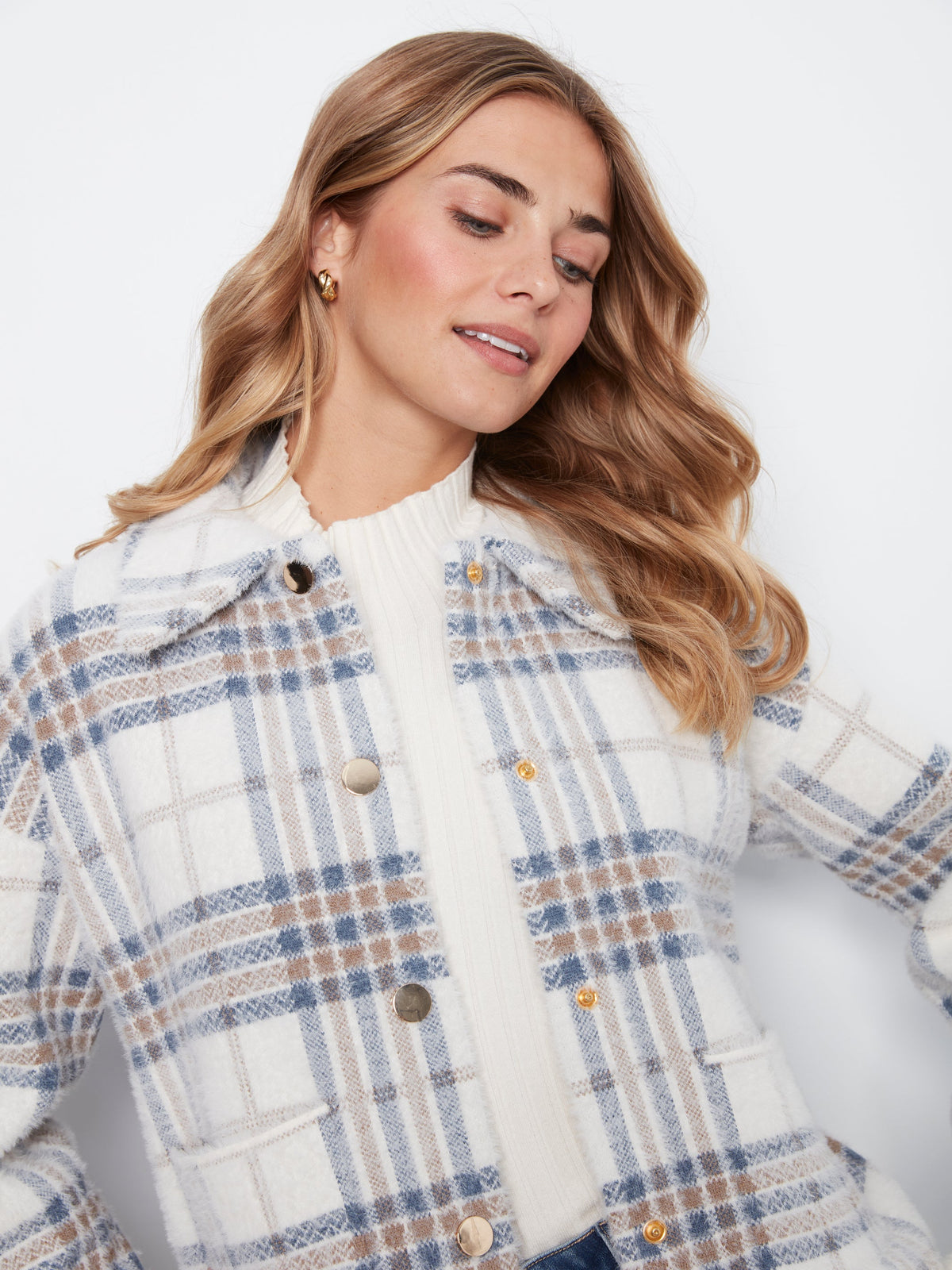 Charlie B Short Plaid Knit Jacket - Style C6330RR-960B