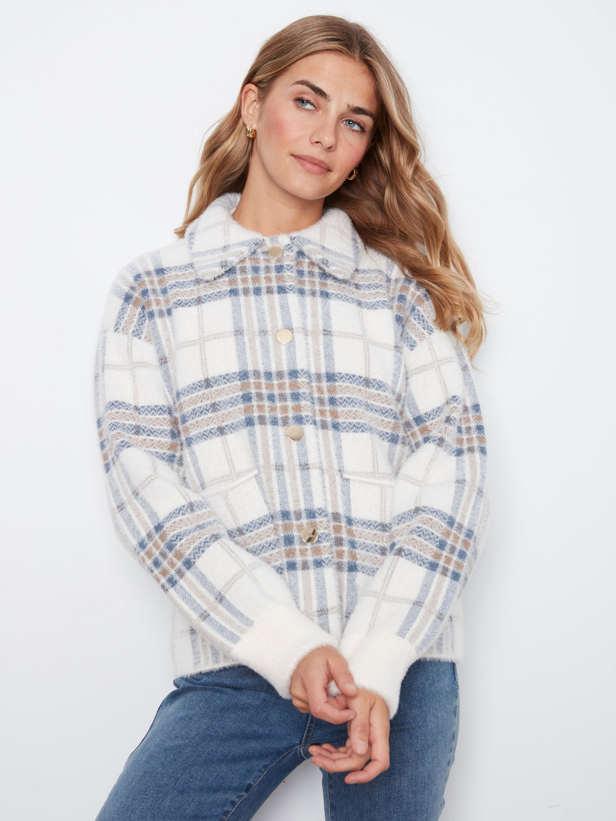 Charlie B Short Plaid Knit Jacket - Style C6330RR-960B