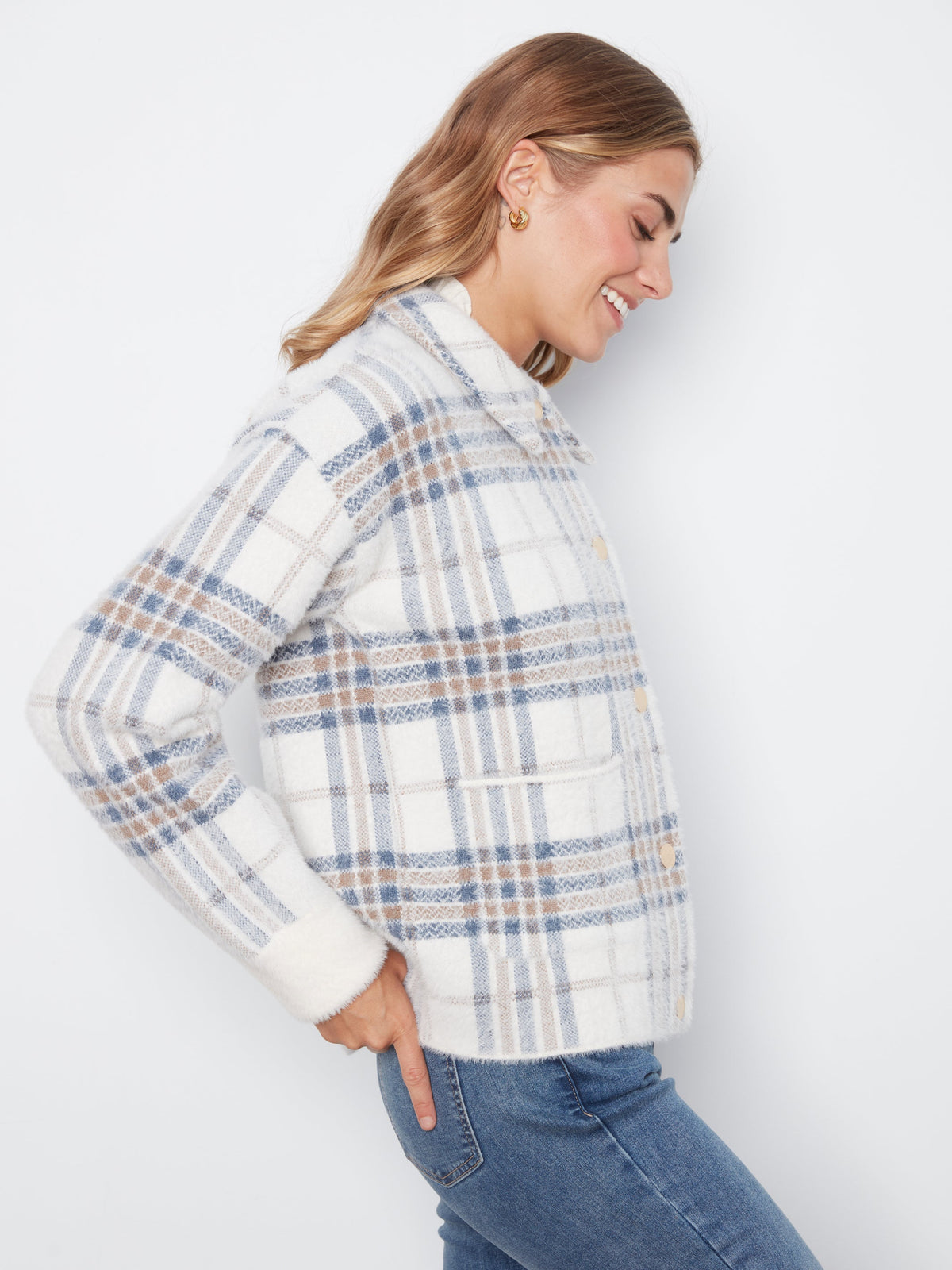 Charlie B Short Plaid Knit Jacket - Style C6330RR-960B