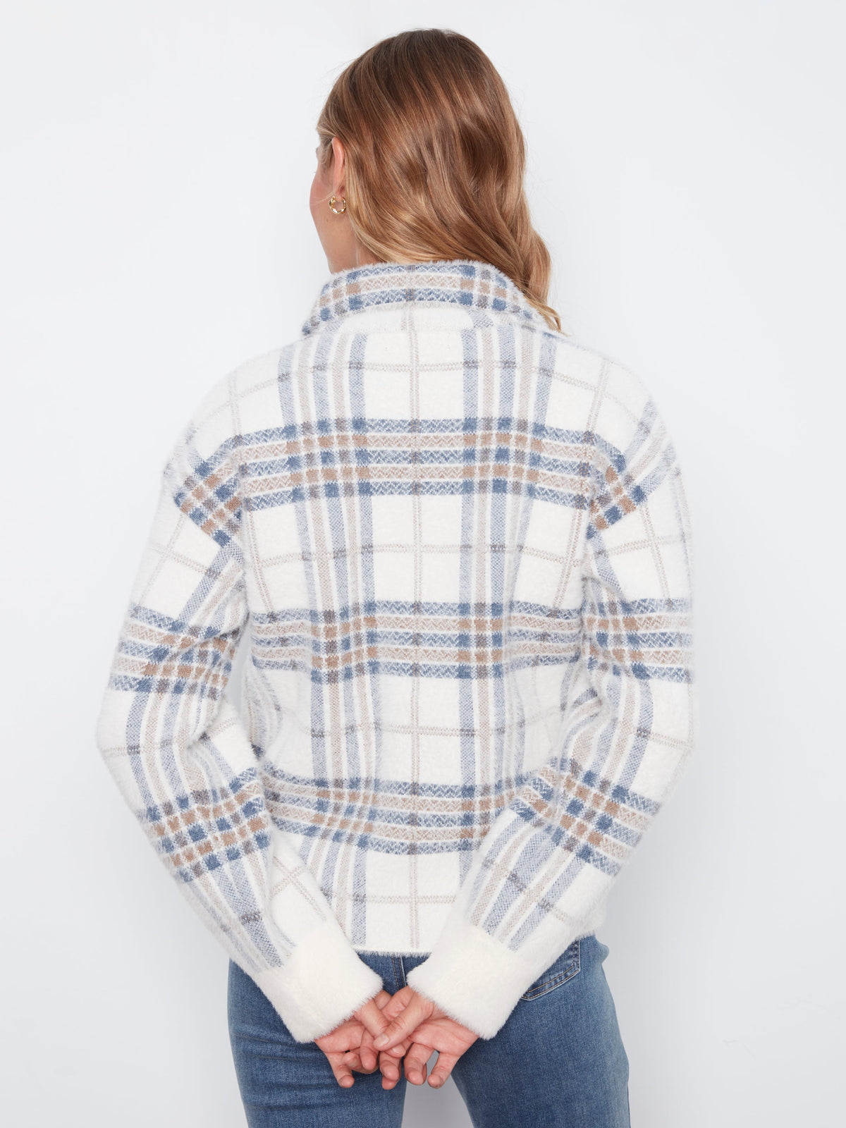 Charlie B Short Plaid Knit Jacket - Style C6330RR-960B