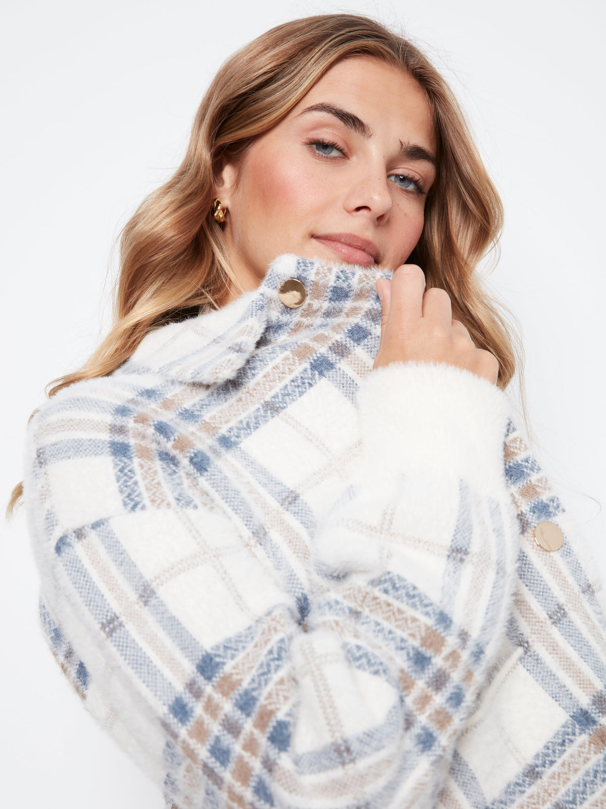 Charlie B Short Plaid Knit Jacket - Style C6330RR-960B