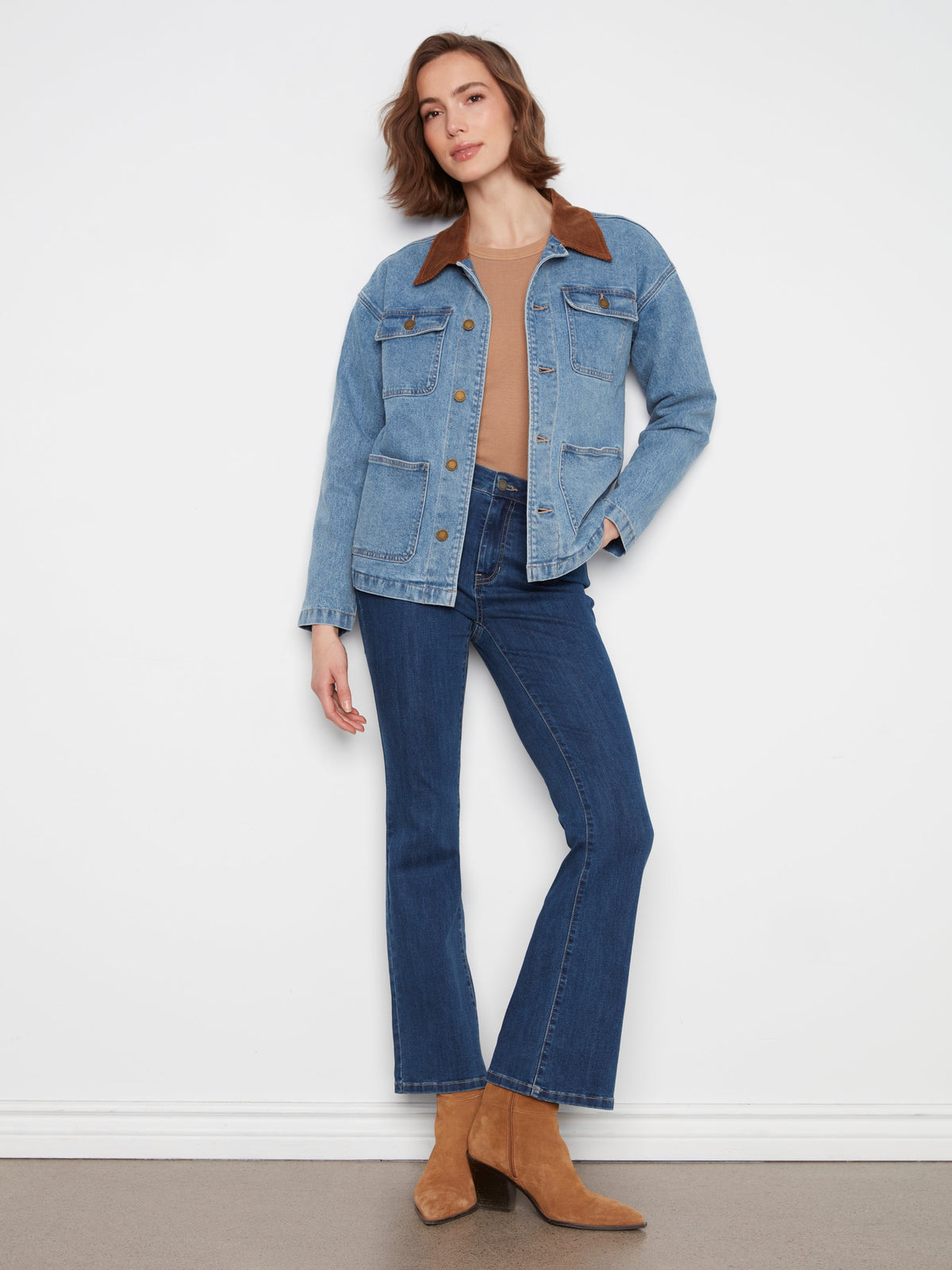 Charlie B Denim Barn Jacket With Corduroy Coll - Style C6408-301C