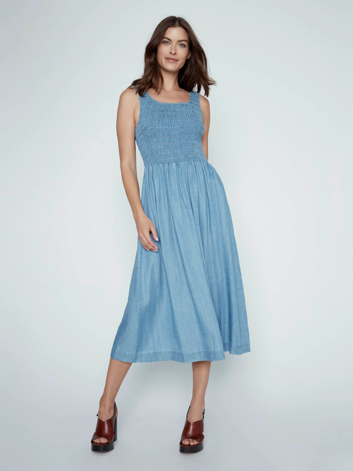Charlie B Sleeveless Smocked Maxi Dress - Style C3235-578C