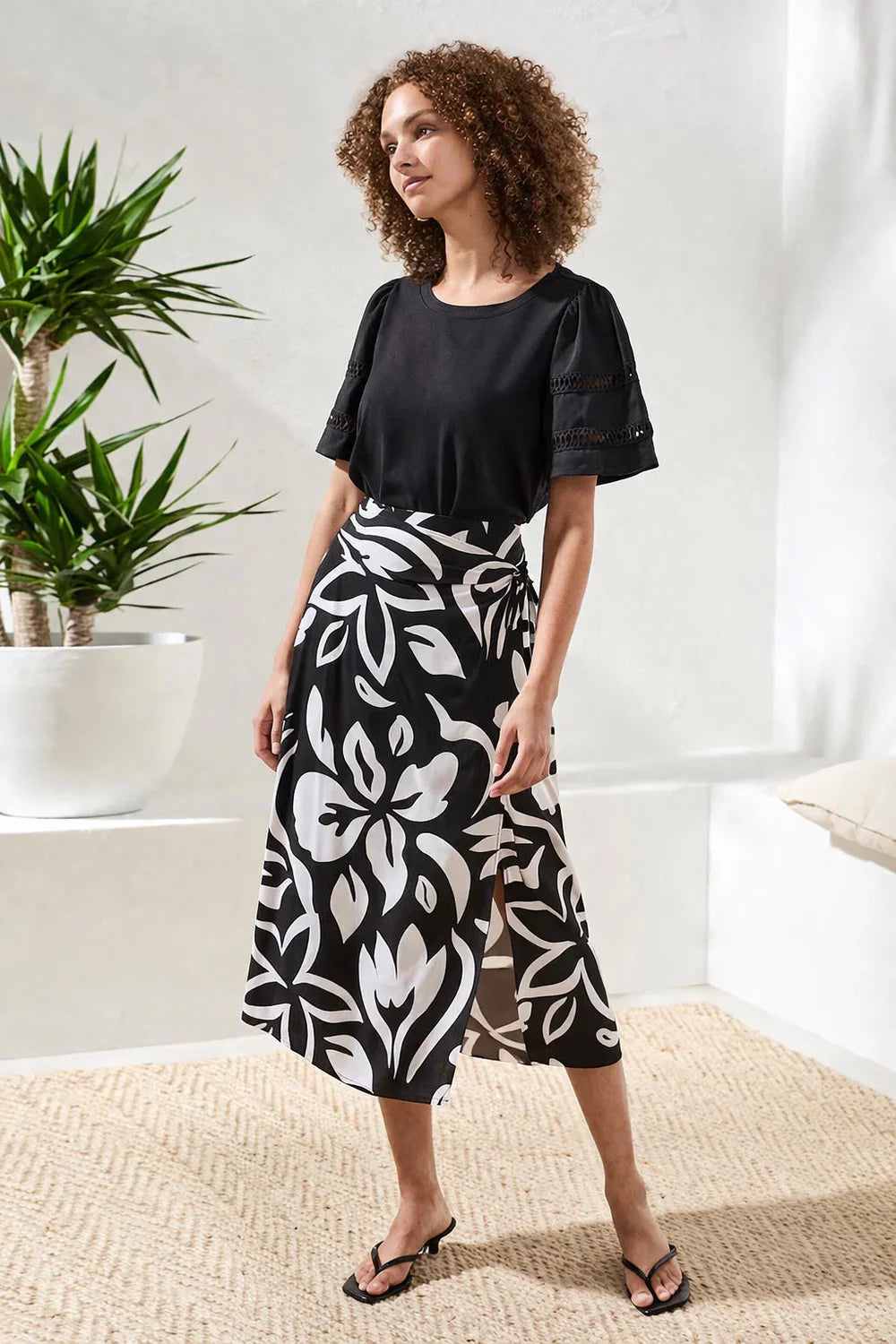 Tribal Printed Wrap‑Front Pull‑On Midi Skirt - Style 31210-3477