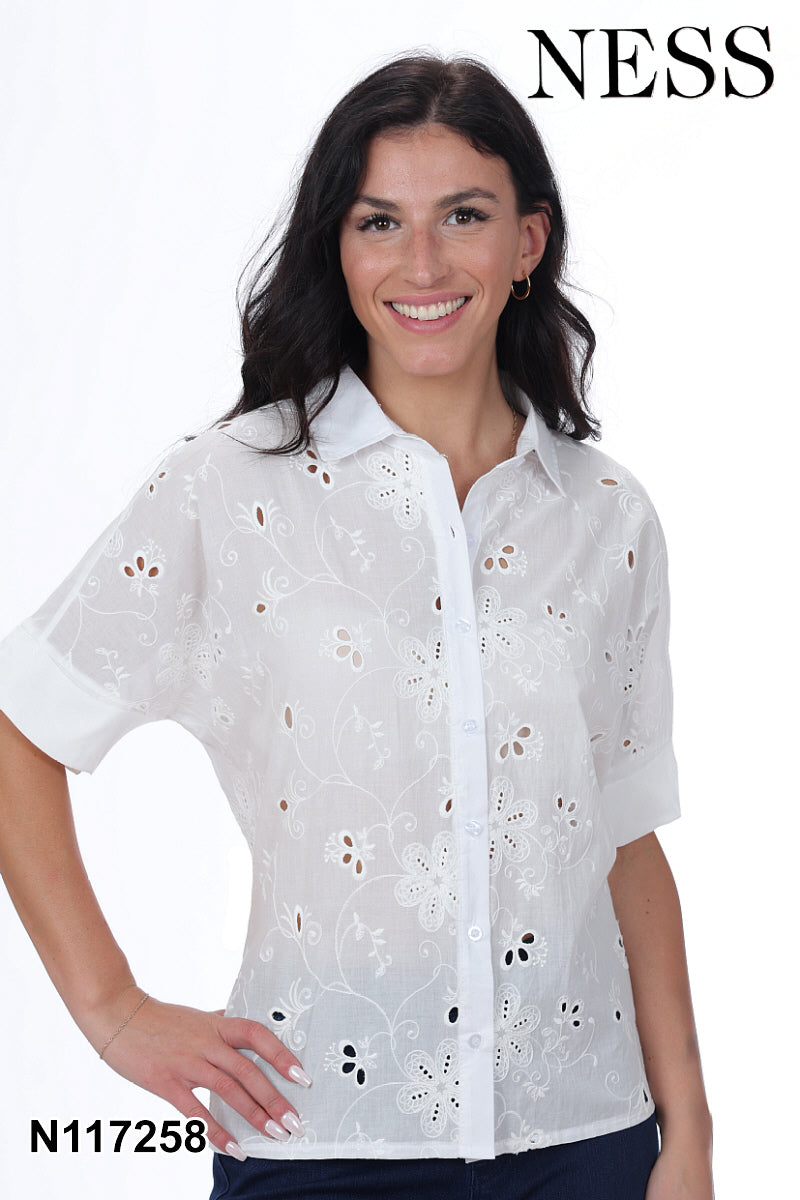 Ness White Relaxed Top - Style N117258