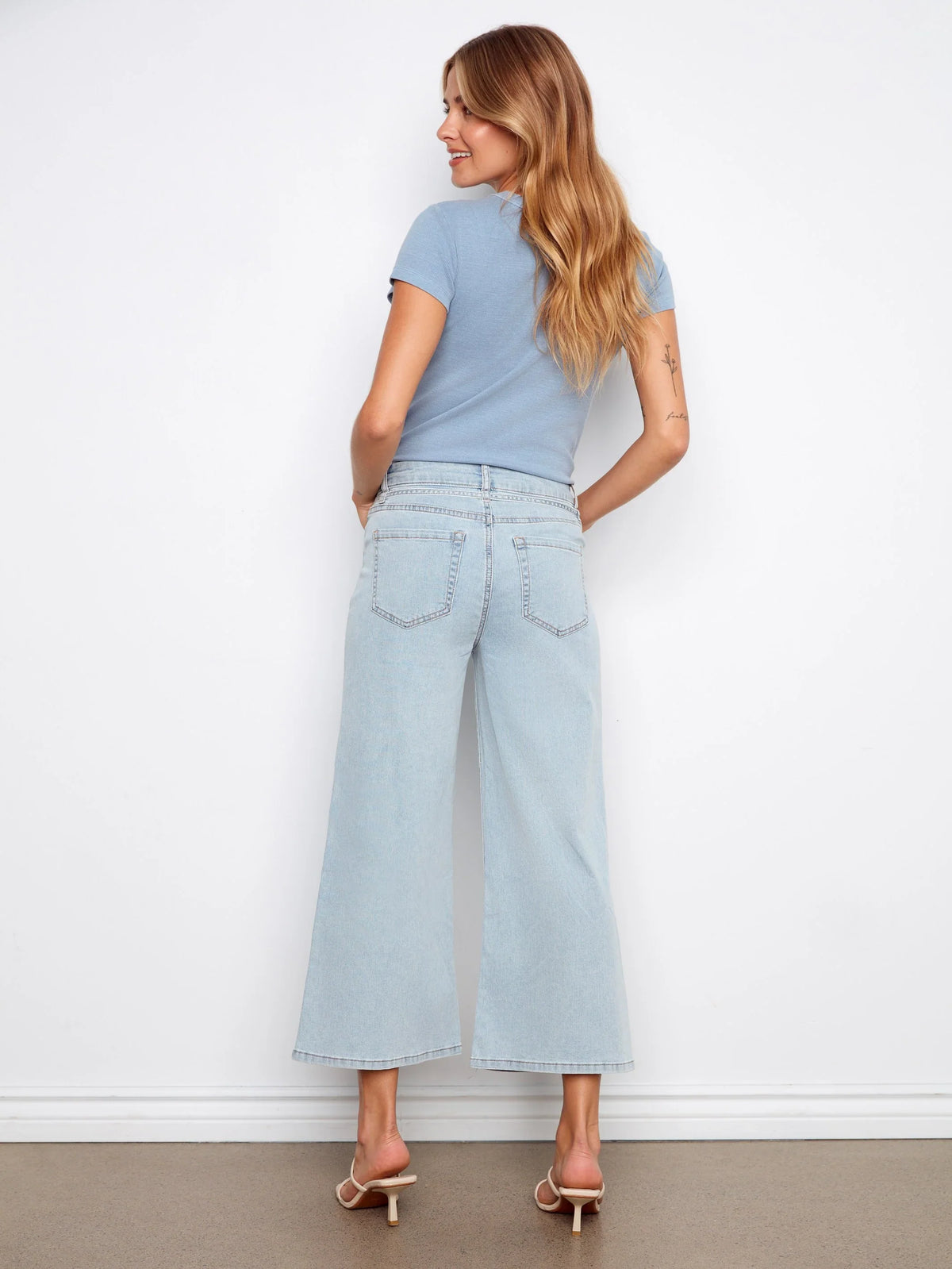 Charlie B Wide-Leg Cropped Denim Pants - Style C5788-300C