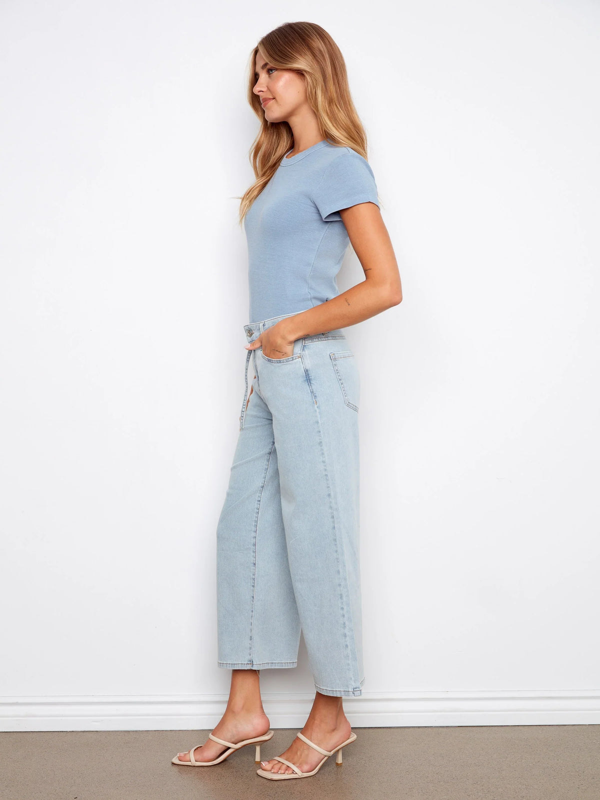 Charlie B Wide-Leg Cropped Denim Pants - Style C5788-300C