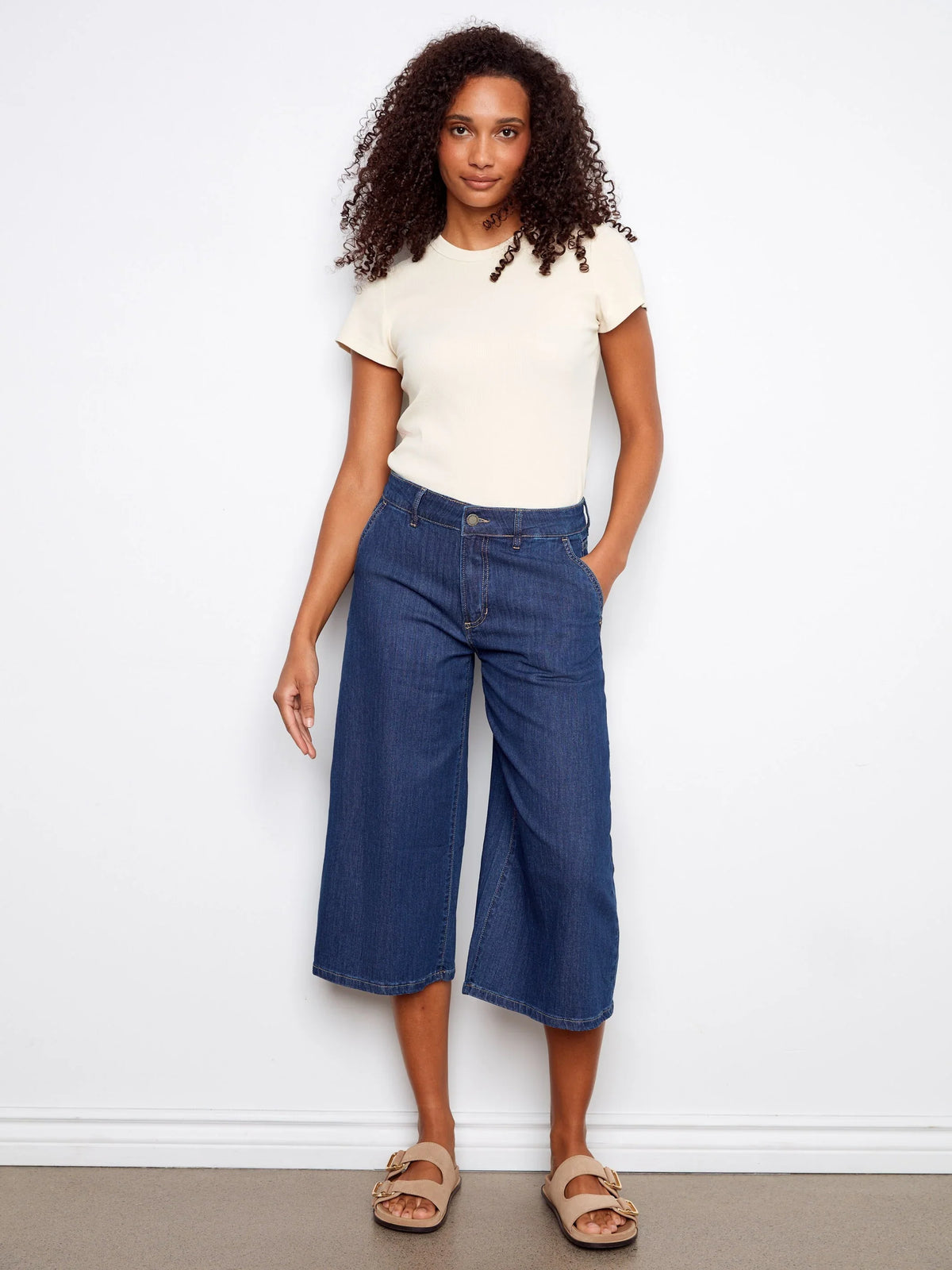 Charlie B Cropped Palazzo Jeans - Style C5761-300C