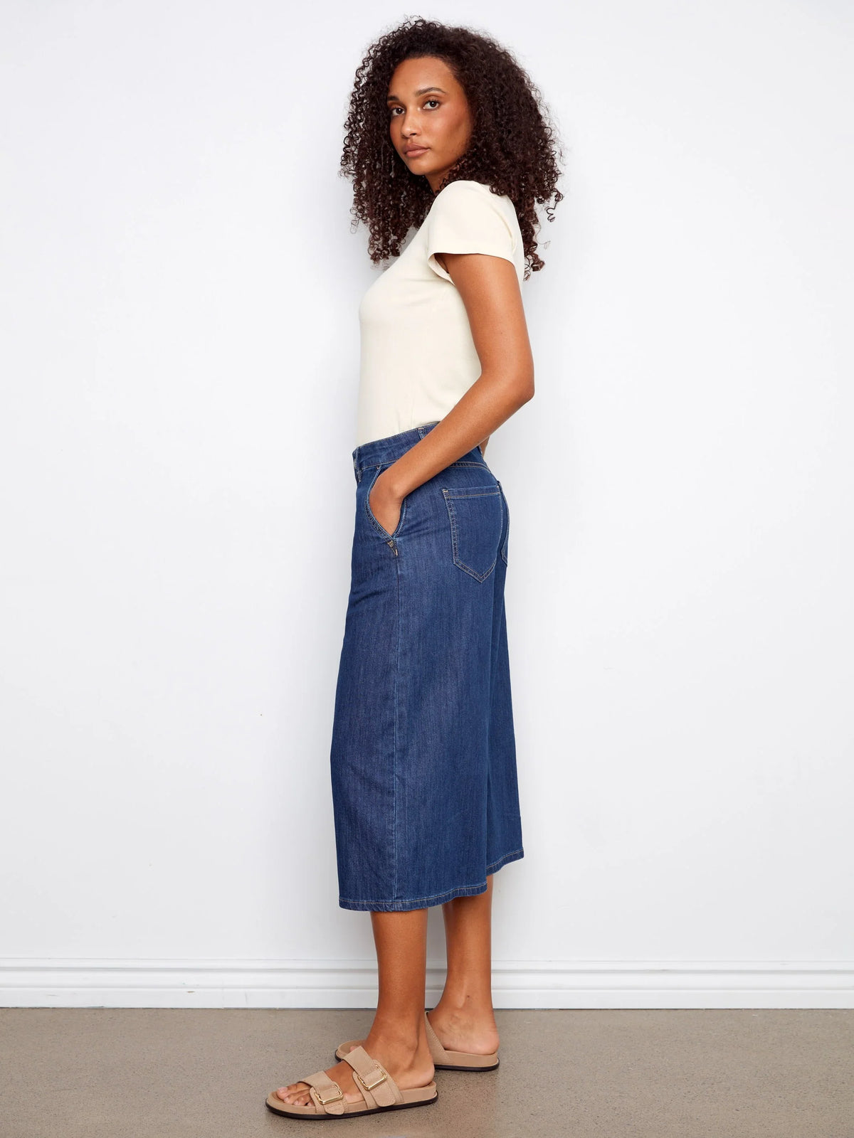 Charlie B Cropped Palazzo Jeans - Style C5761-300C