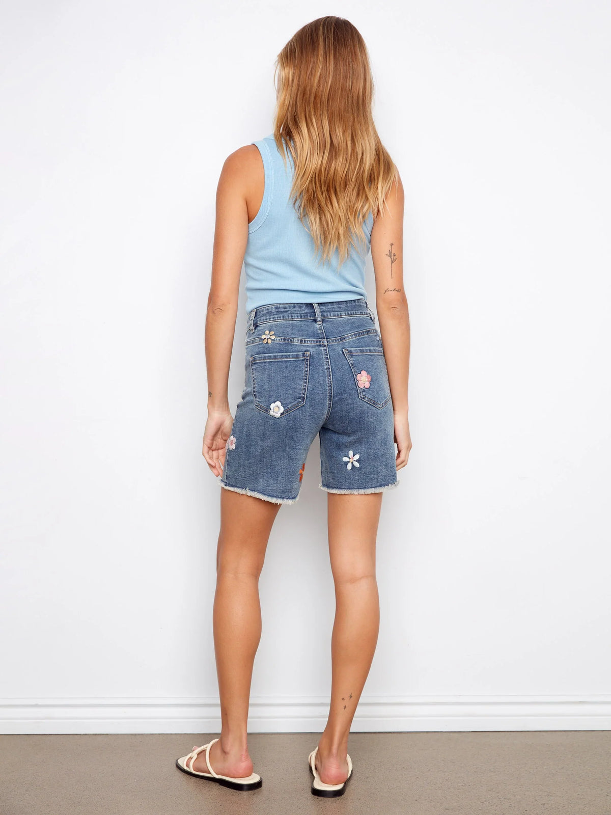 Charlie B Denim Embroidered Shorts - Style C8060PE-431A