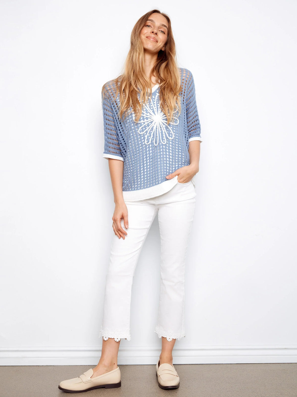 Charlie B Flower Dolman Sweater - Style C2953-471B