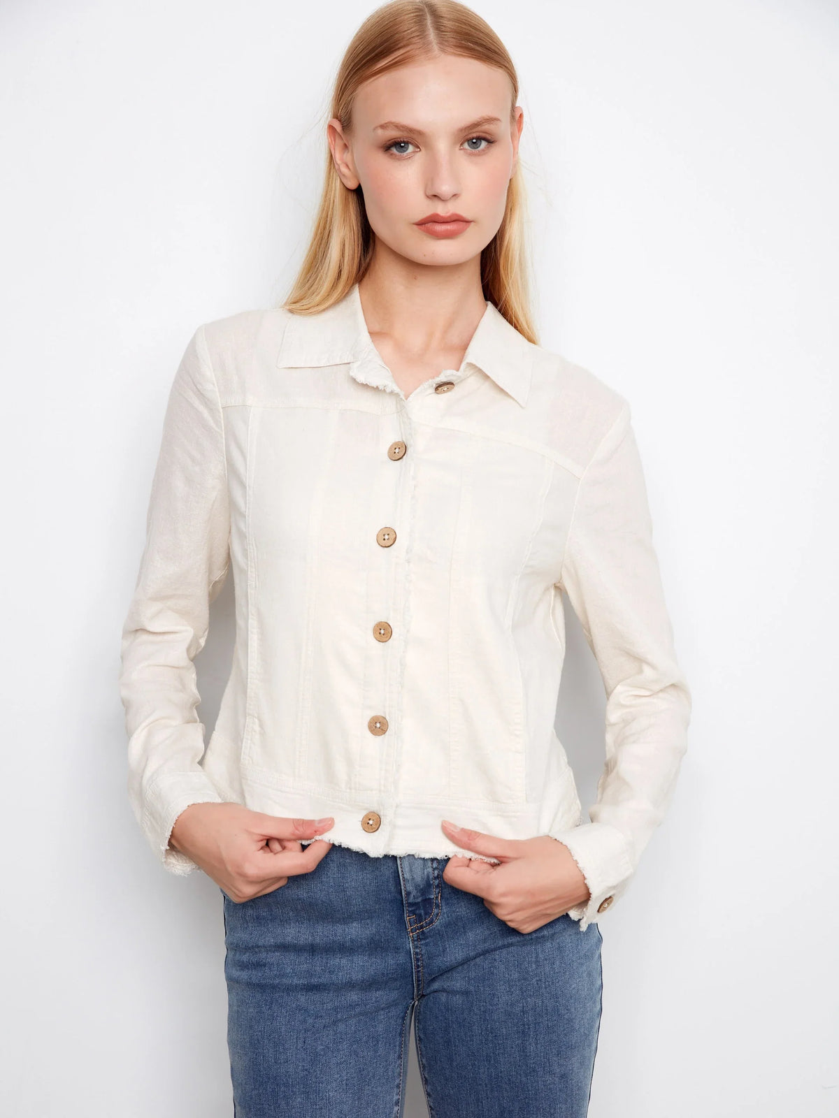 Charlie B Foiled Linen Blend Jacket - Style C6199YY-275C