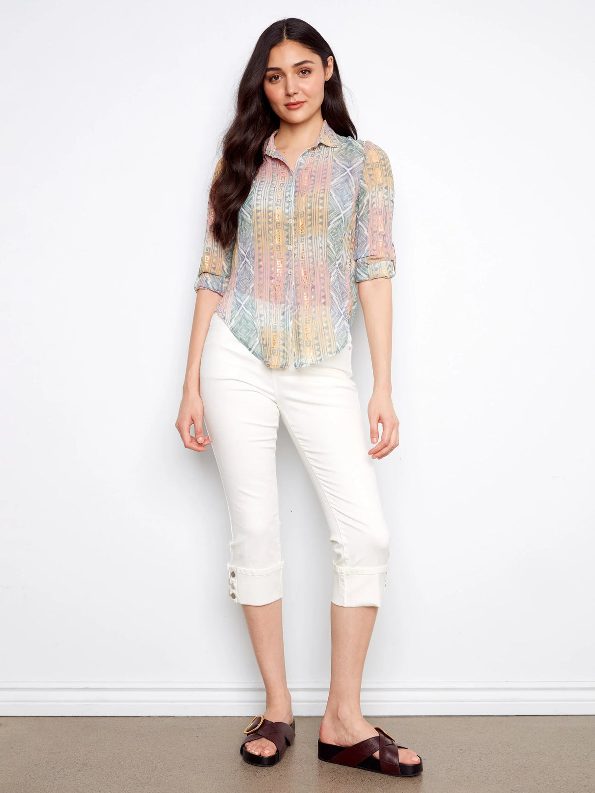 Charlie B Printed Foil Blouse - Style C4652F-471C