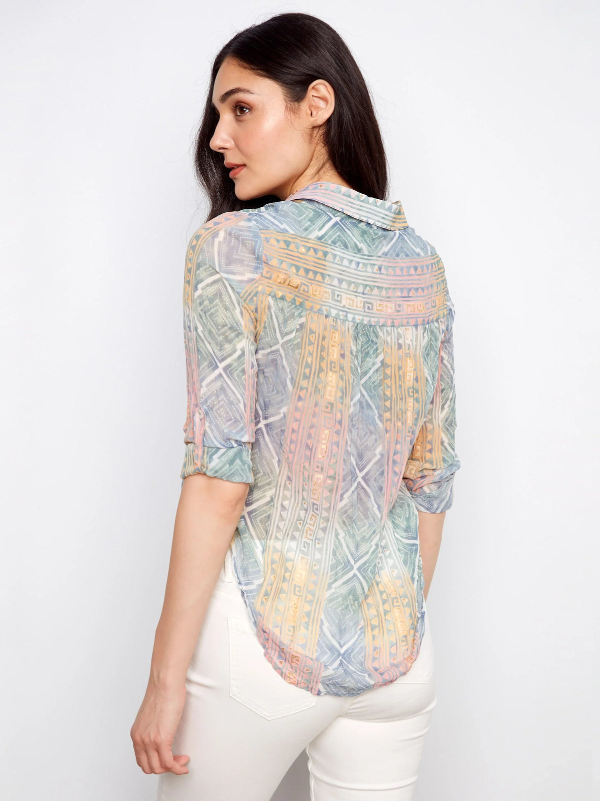Charlie B Printed Foil Blouse - Style C4652F-471C