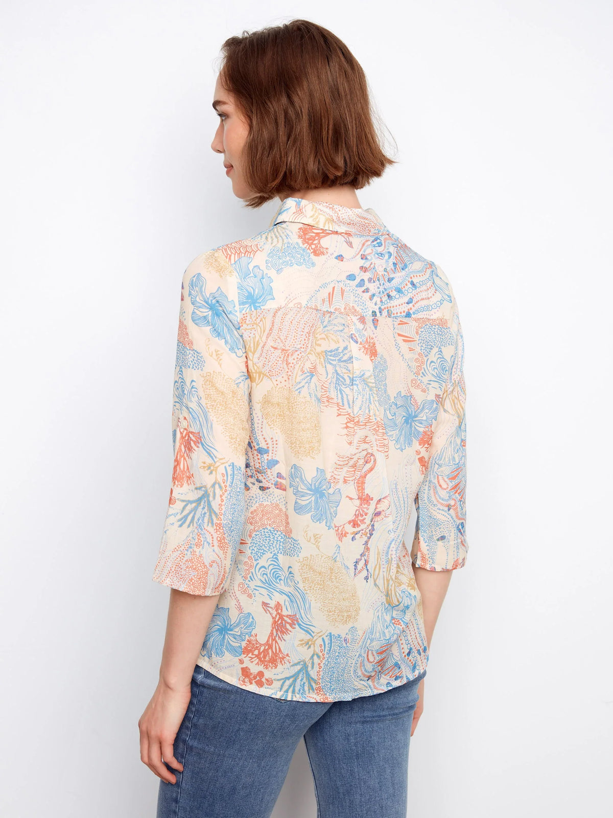 Charlie B Printed Button-Up Blouse - Style C4605R-884B