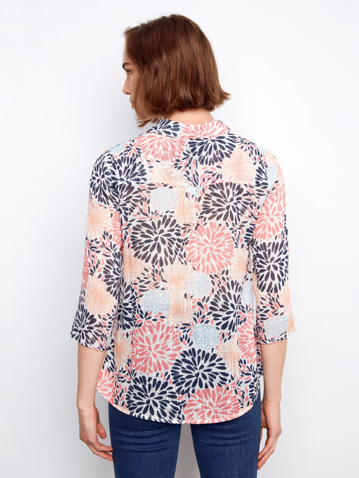 Charlie B Printed Gauze Button-Up Blouse - Style C4605R-274C