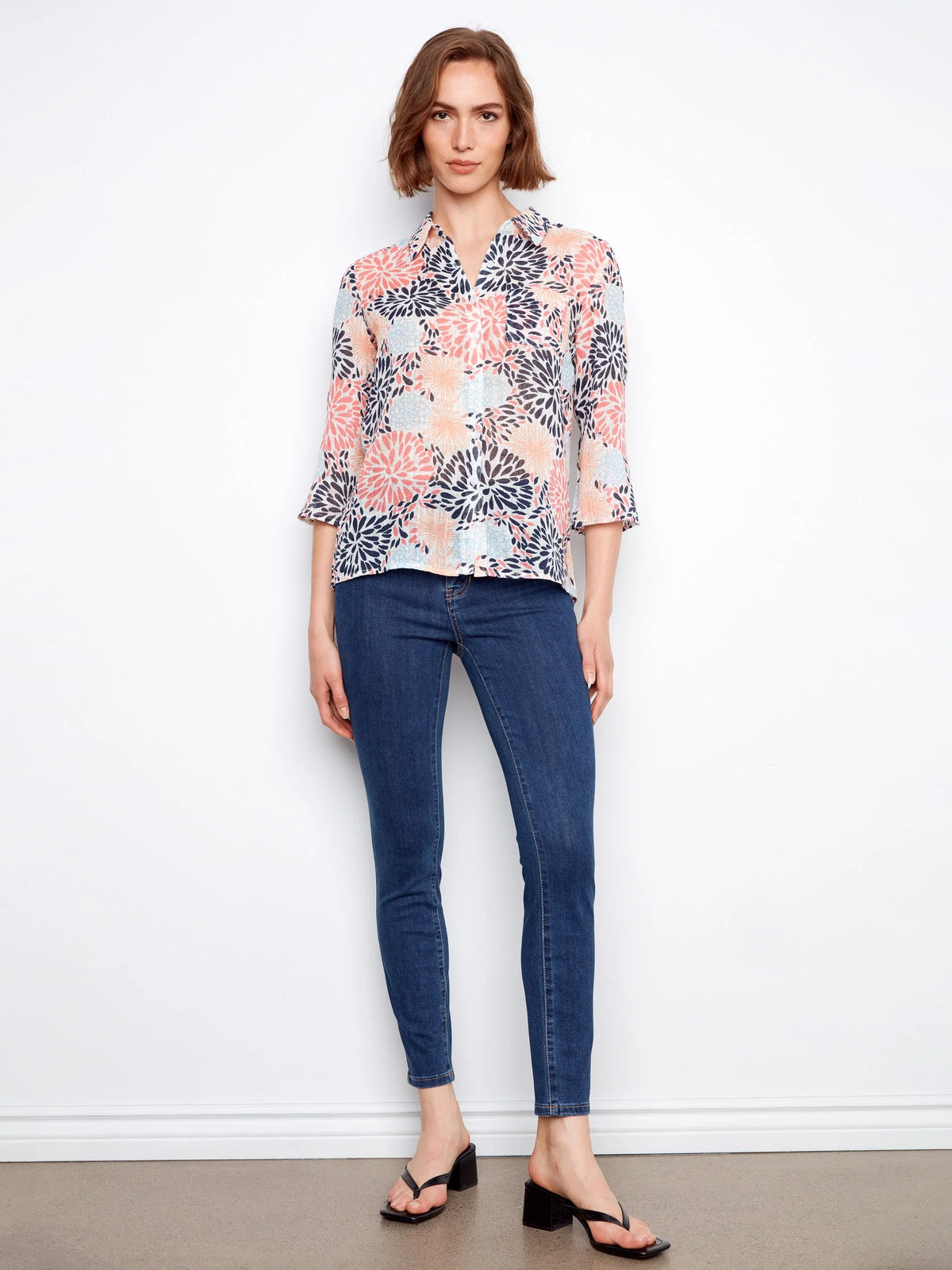 Charlie B Printed Gauze Button-Up Blouse - Style C4605R-274C