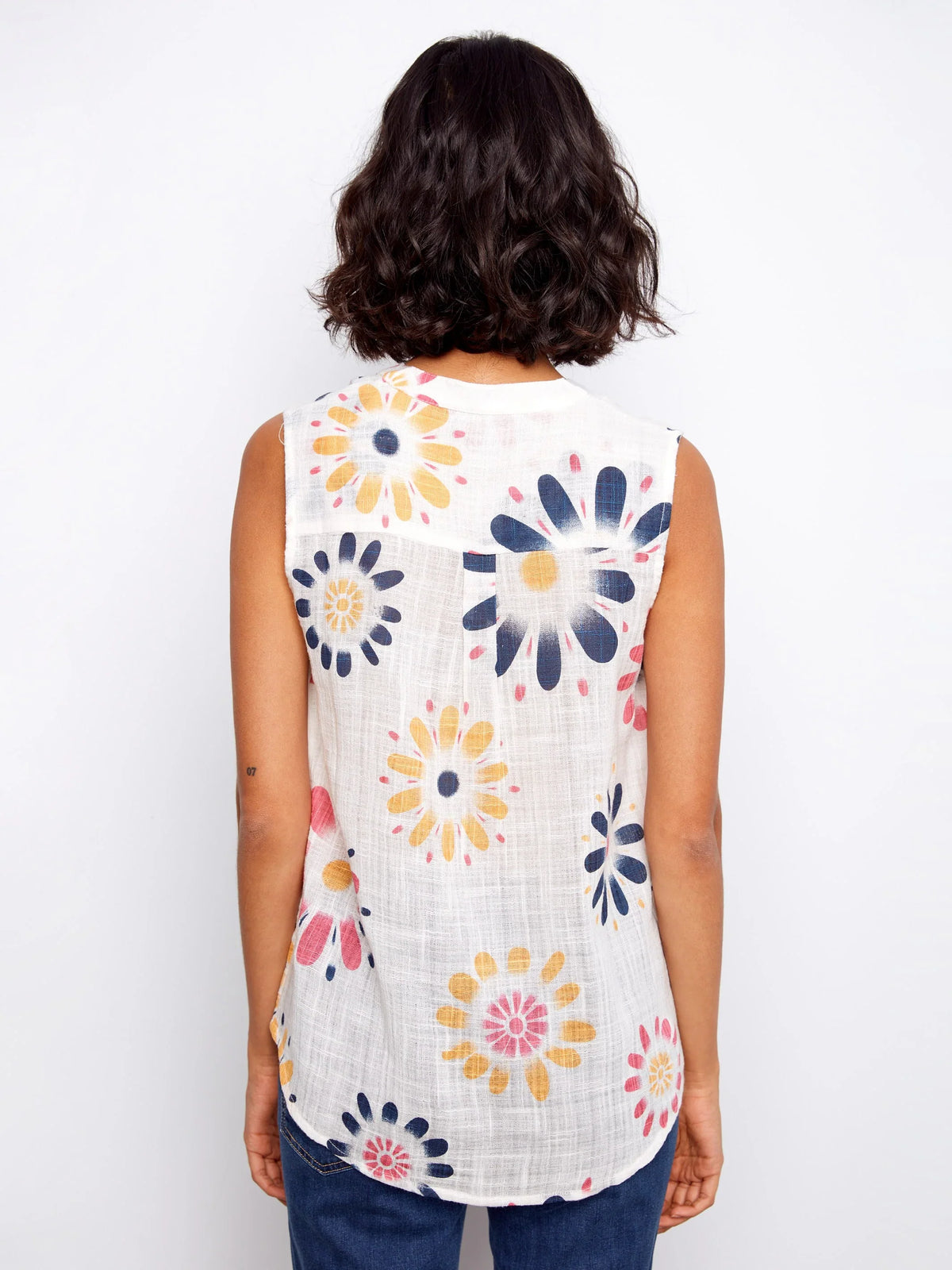 Charlie B Printed Gauze Sleeveless Blouse - Style C4606DD-274C
