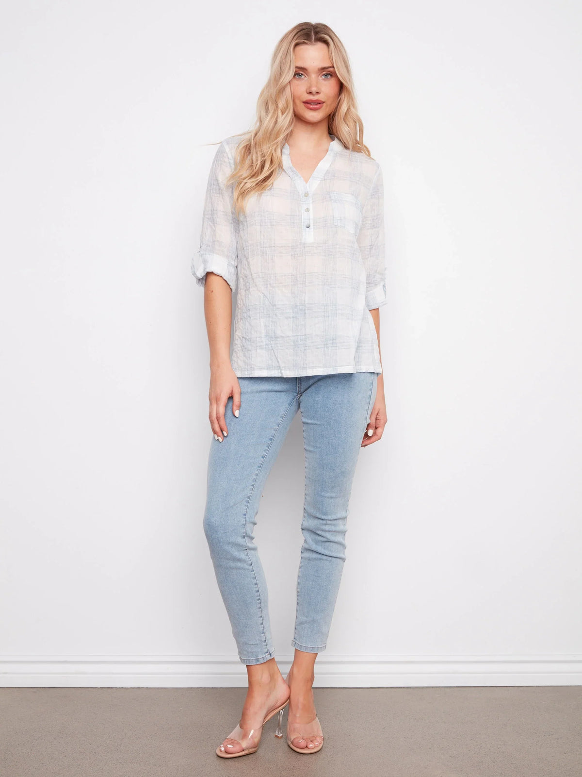 Charlie B Voile Yarn-Dye Blouse - Style C4188AR-575C