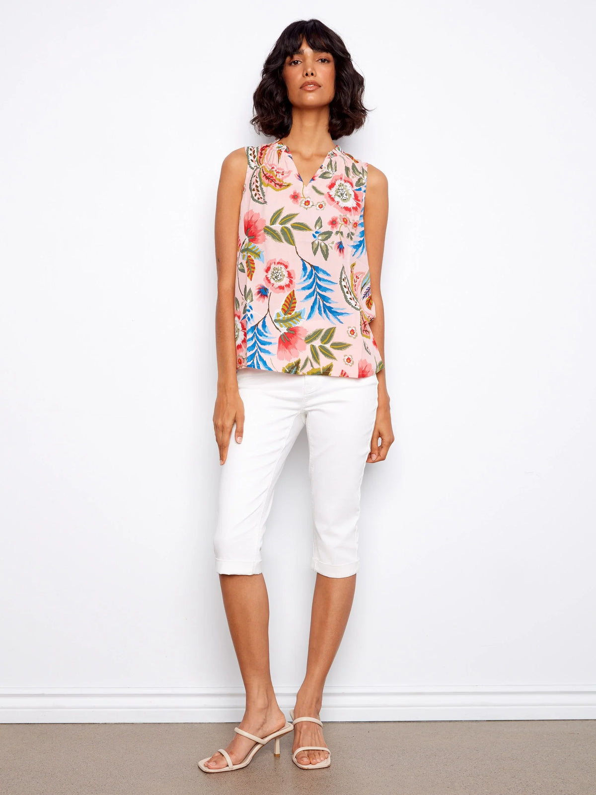 Charlie B Printed Sleeveless Top - Style C4529RR-510B