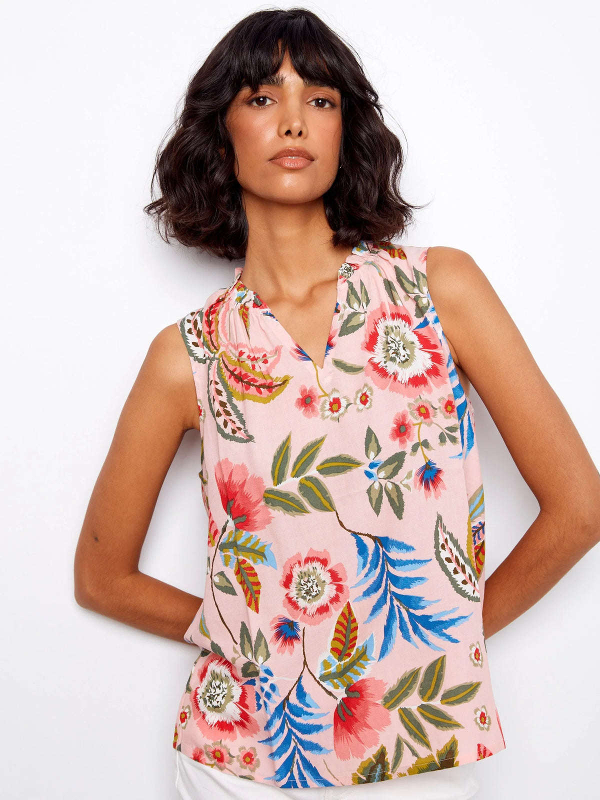 Charlie B Printed Sleeveless Top - Style C4529RR-510B