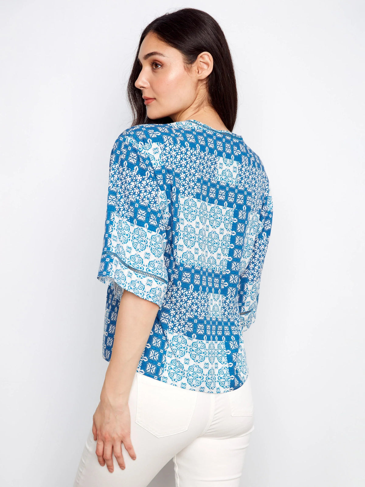 Charlie B Printed V-Neck Blouse - Style C4616RR-634A