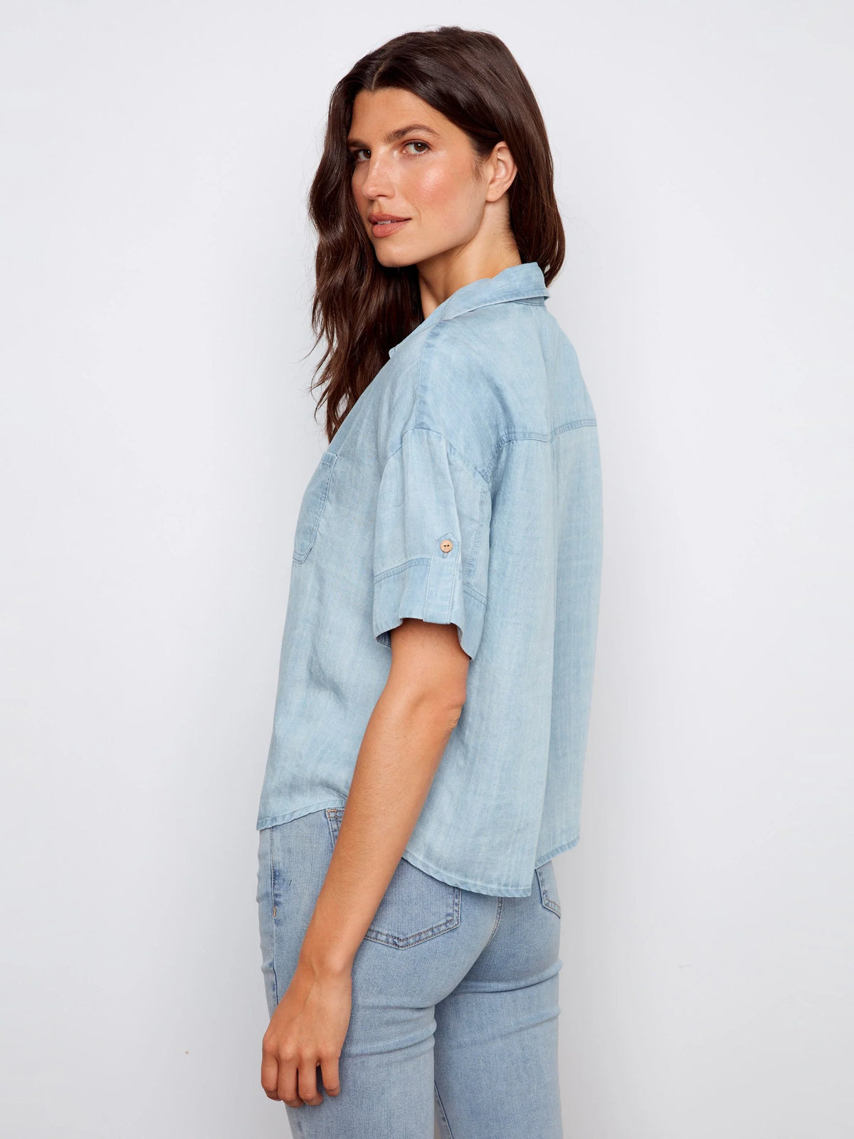 Charlie B Light Blue Relaxed Top - Style C4688-578C