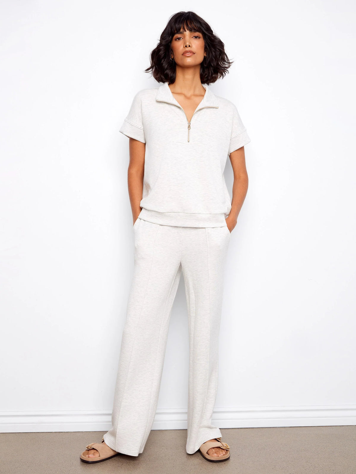 Charlie B Chic Soft Mock-Neck Short-Sleeve Top - Style C1445-479C