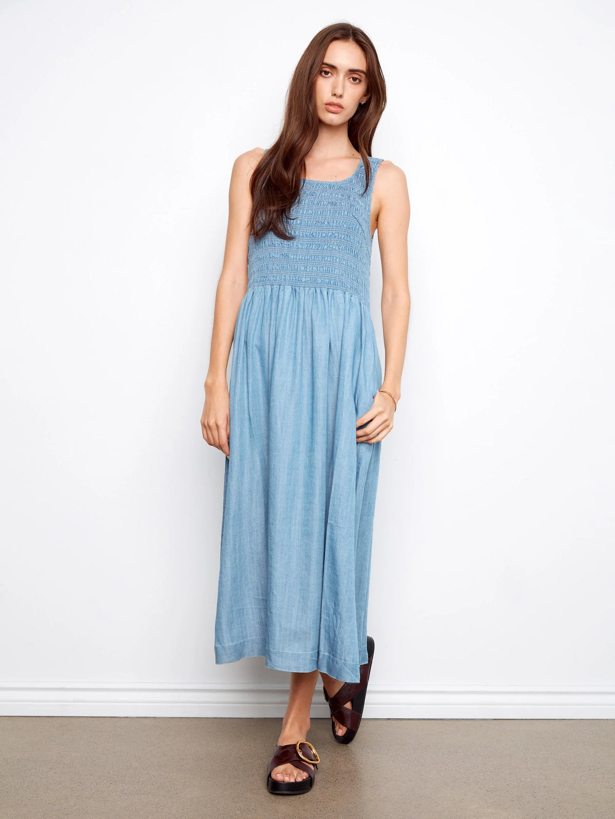 Charlie B Sleeveless Smocked Maxi Dress - Style C3235-578C