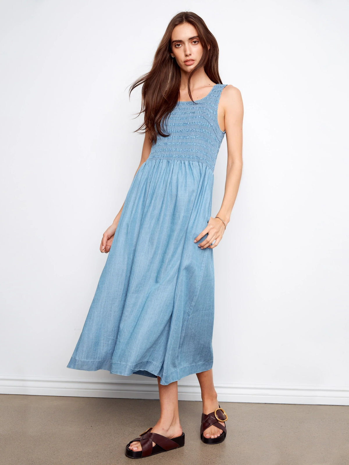 Charlie B Sleeveless Smocked Maxi Dress - Style C3235-578C