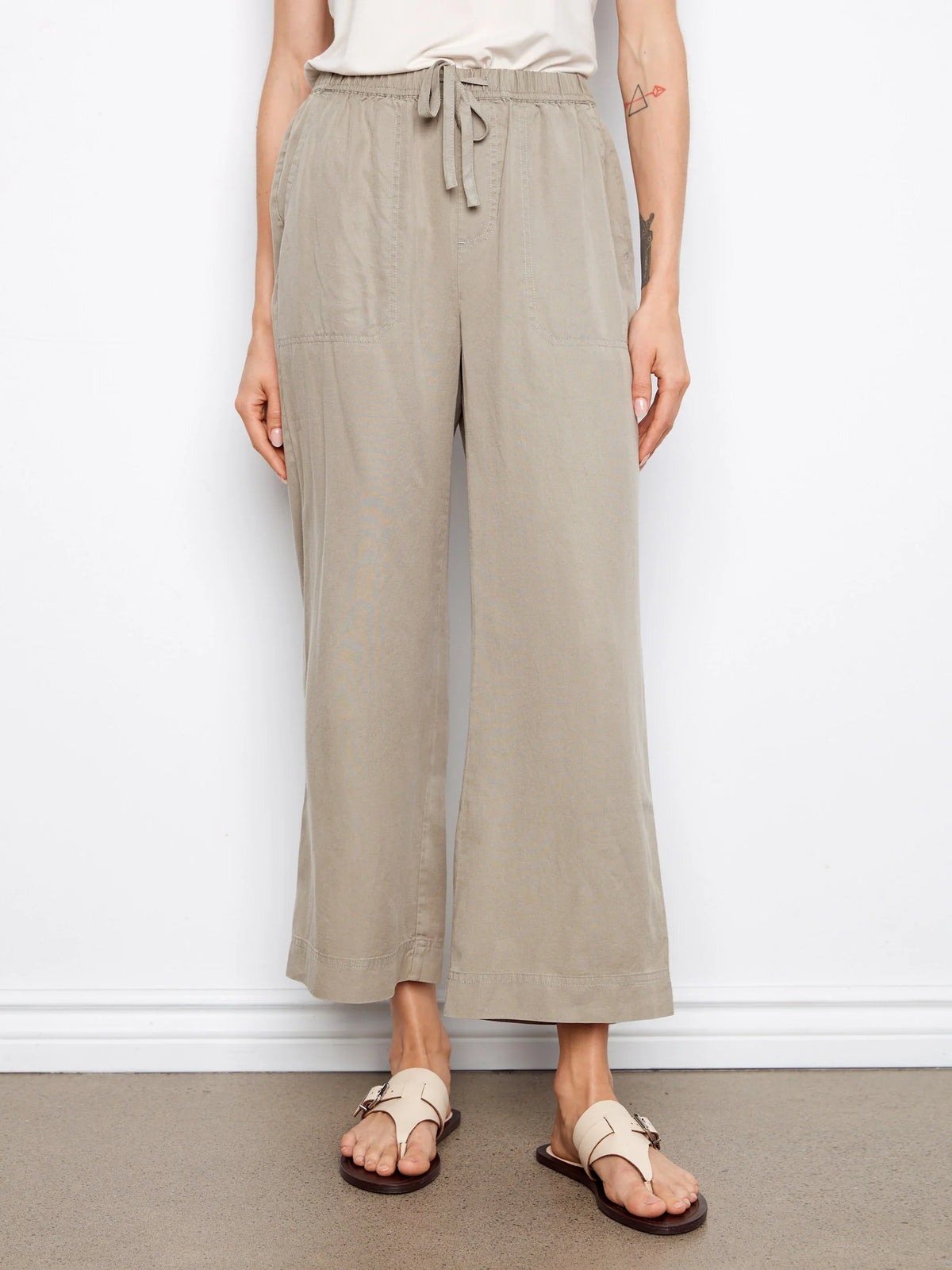 Charlie B Tencel Wide Leg Jogger Pants - Sage - Style C5768-589C
