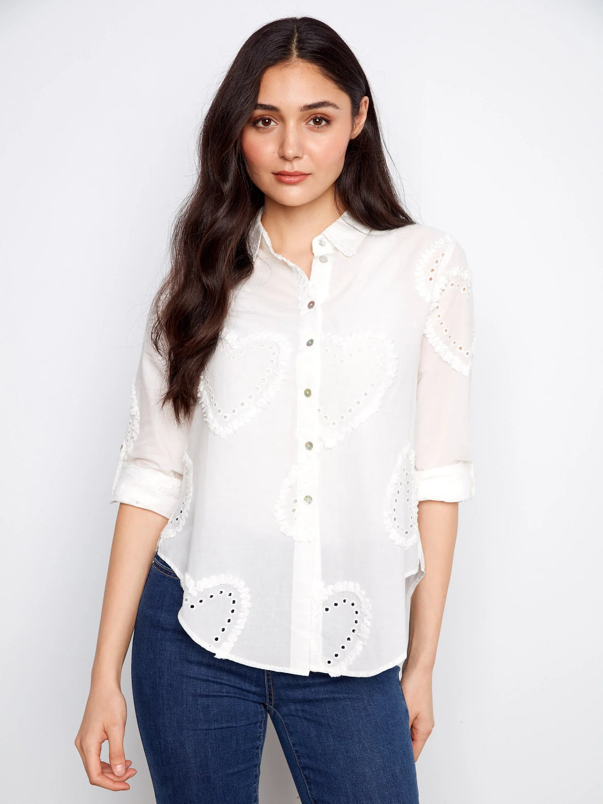 Charlie B Button-Down Textured Blouse - Style C4652E-609
