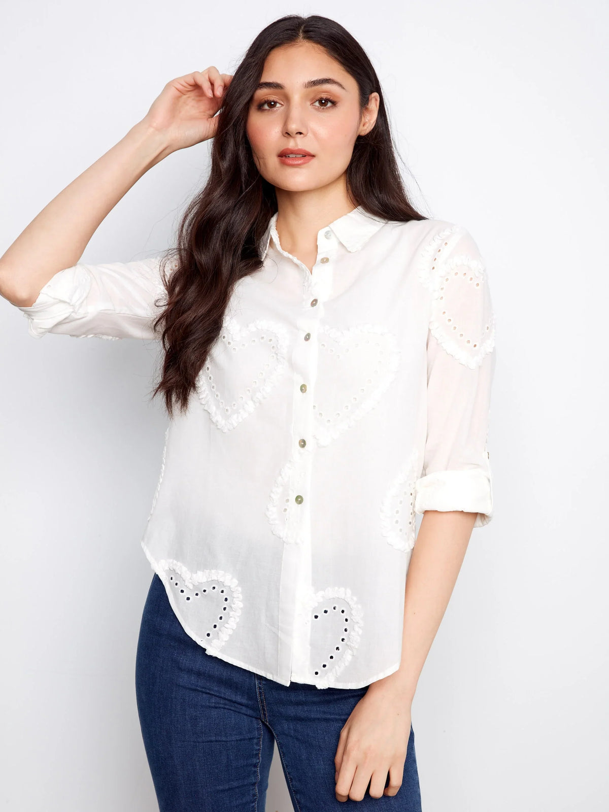Charlie B Button-Down Textured Blouse - Style C4652E-609