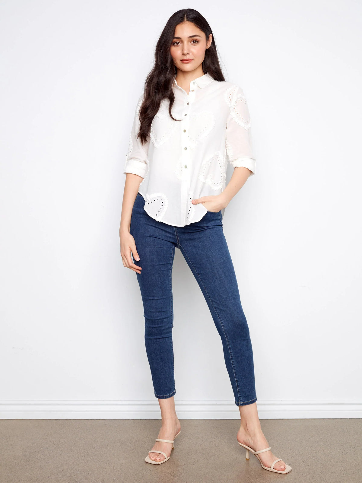 Charlie B Button-Down Textured Blouse - Style C4652E-609