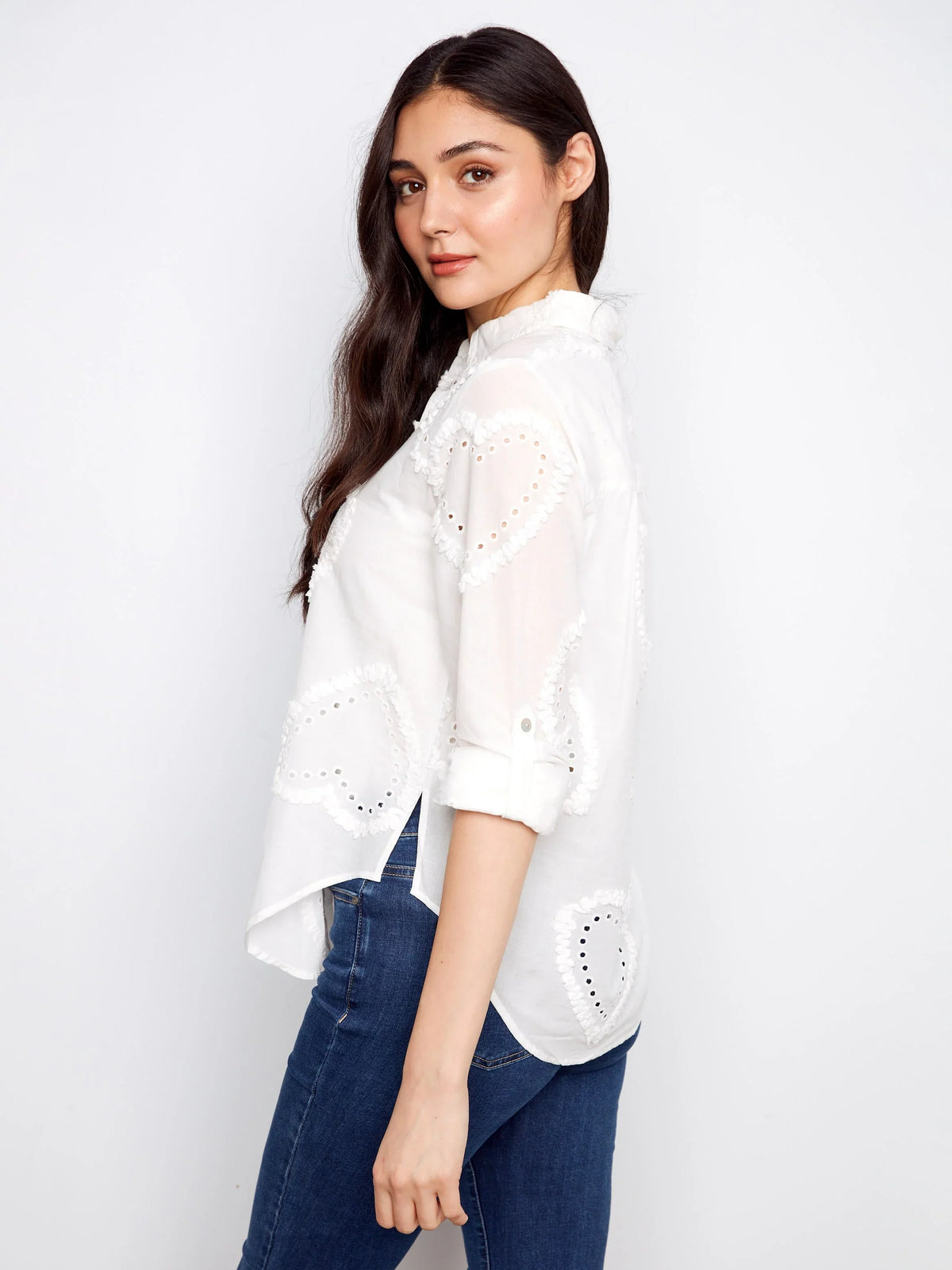 Charlie B Button-Down Textured Blouse - Style C4652E-609