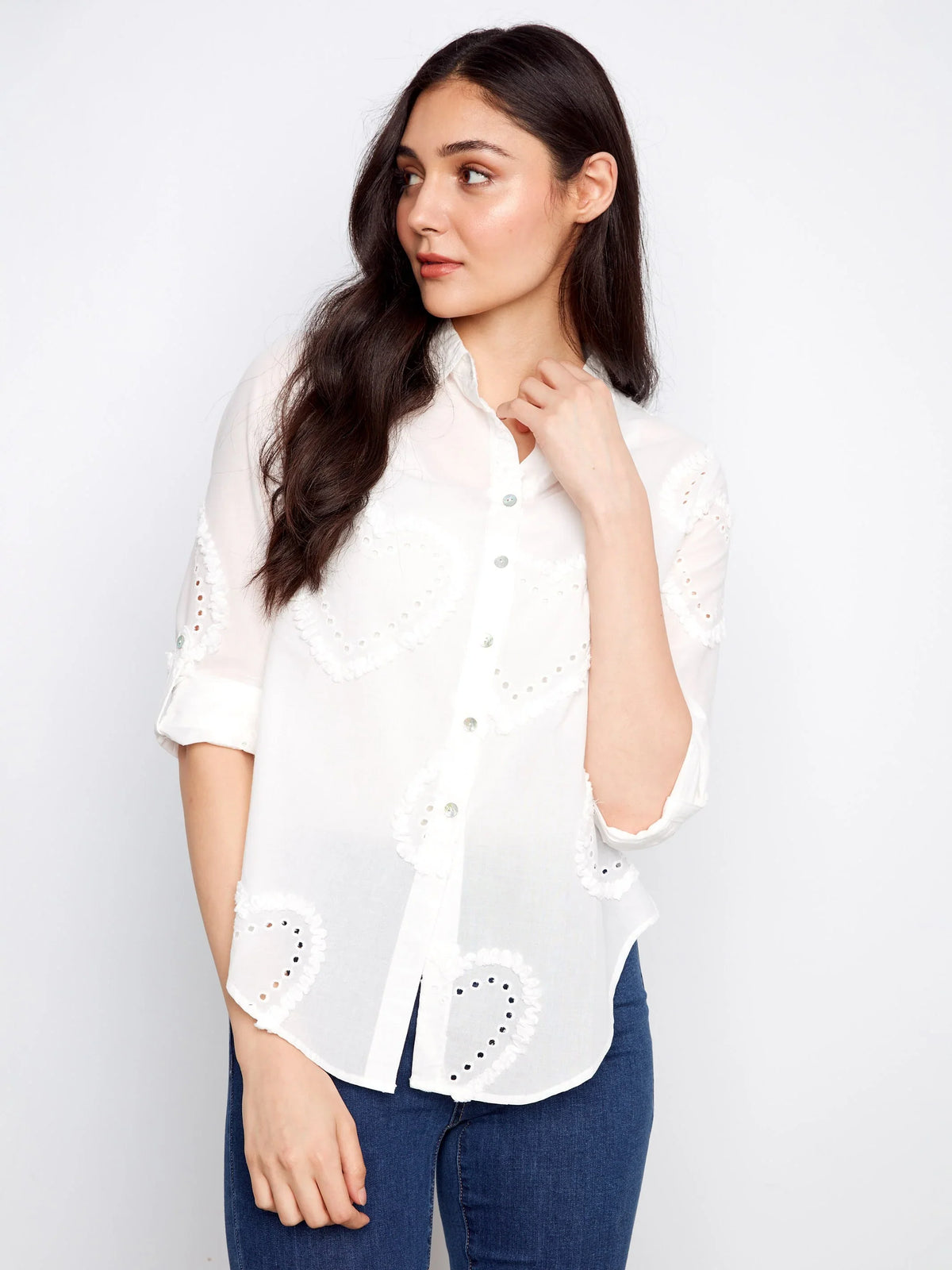 Charlie B Button-Down Textured Blouse - Style C4652E-609