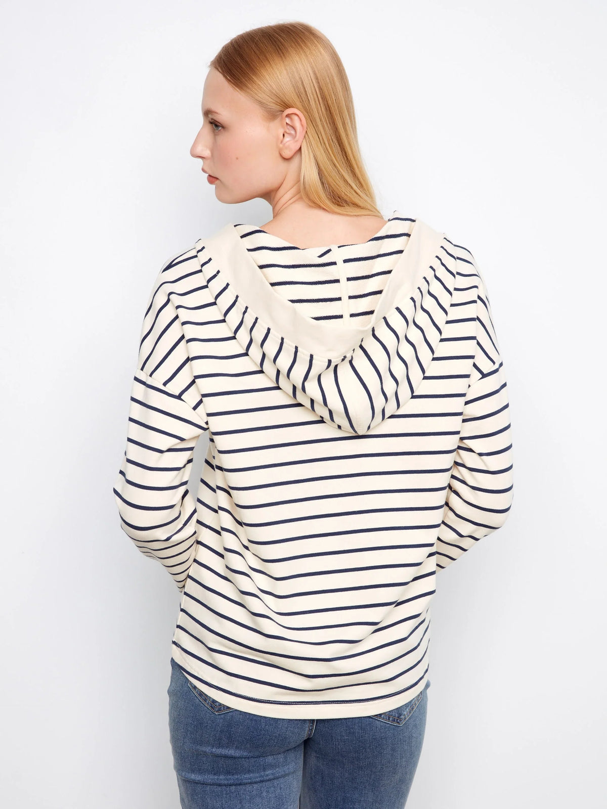 Charlie B Chic Striped Soft V-Neck Top - Style C1351X-608C