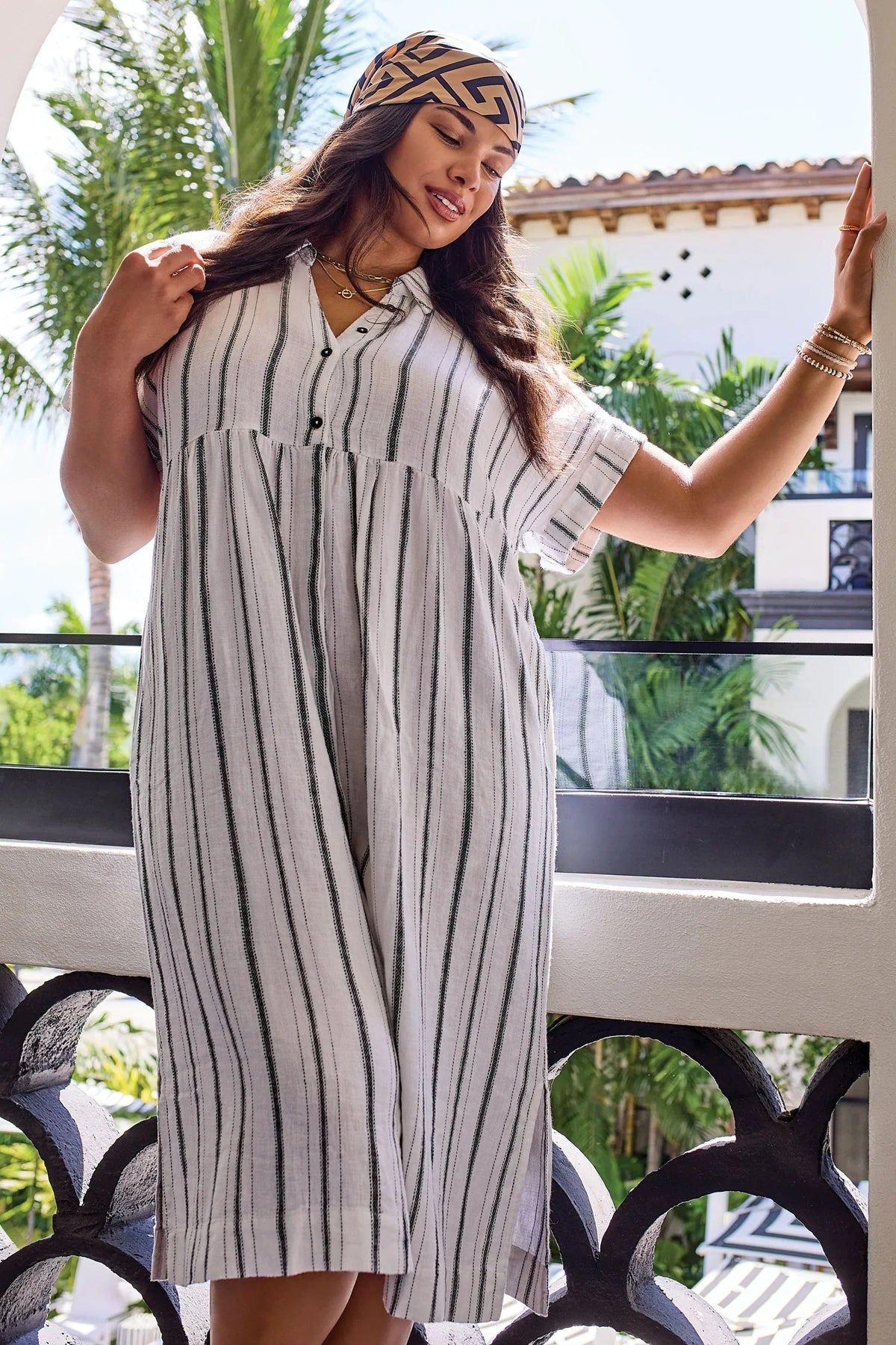 Tribal Striped Yarn-Dye Flowy Dress - Style 60950-5400