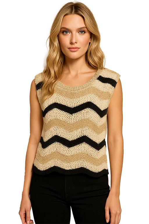 ORLY Striped Sleeveless Sweater - Style 261265