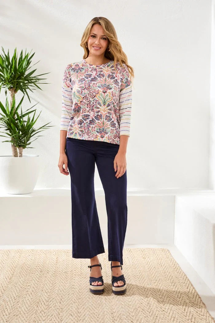 Tribal 3/4 Sleeve Crew Neck Top - Style 61240-1619
