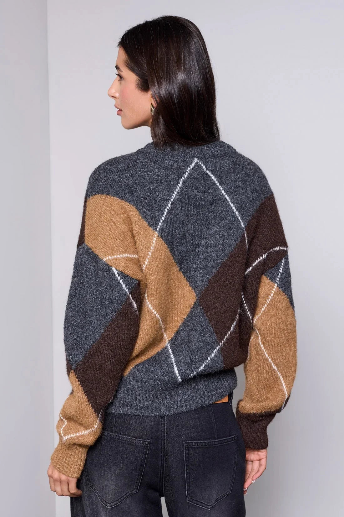 Tribal Diamond Pattern Button Front Knit Cardigan - Style 62630-5630
