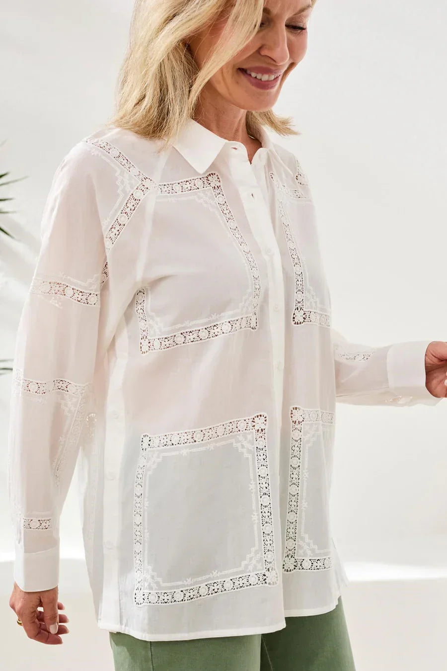 Tribal Smocked Frill Maxi Top - Style 30210-8379
