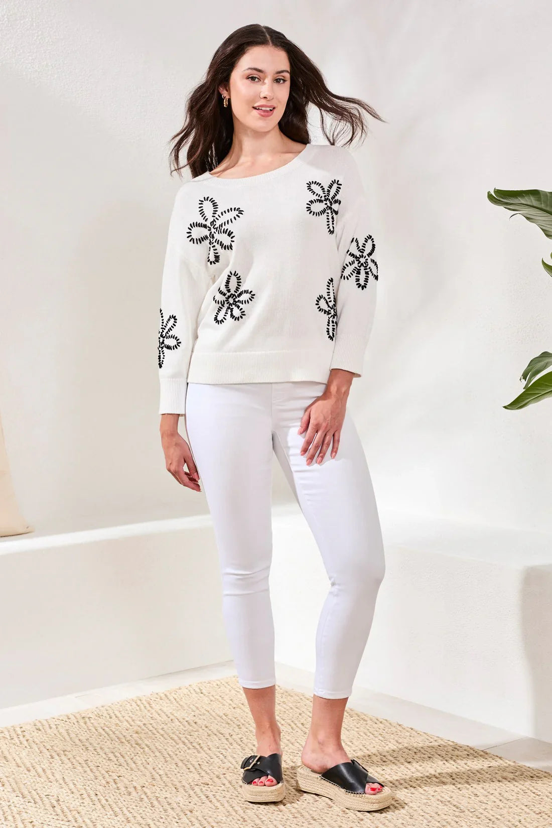 Tribal Embroidered Three-Quarter Sweater - Style 30380-576