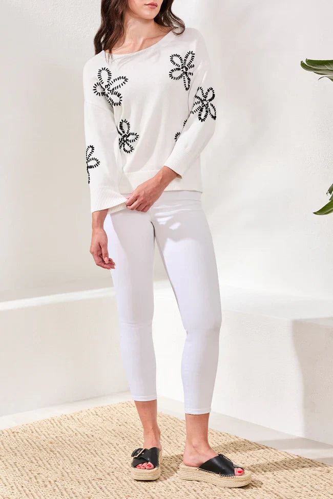 Tribal Embroidered Three-Quarter Sweater - Style 30380-576