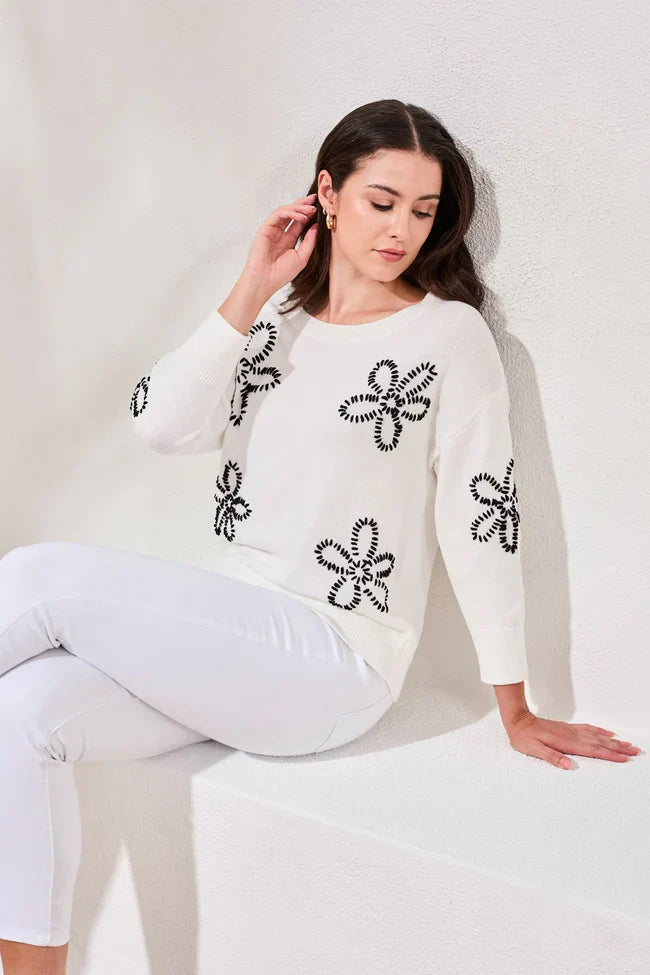Tribal Embroidered Three-Quarter Sweater - Style 30380-576