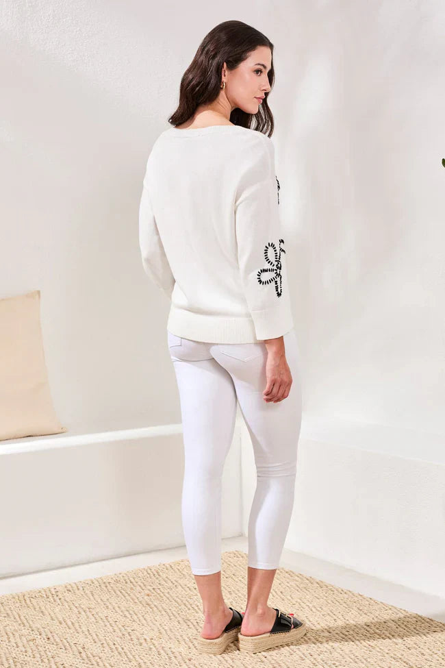 Tribal Embroidered Three-Quarter Sweater - Style 30380-576
