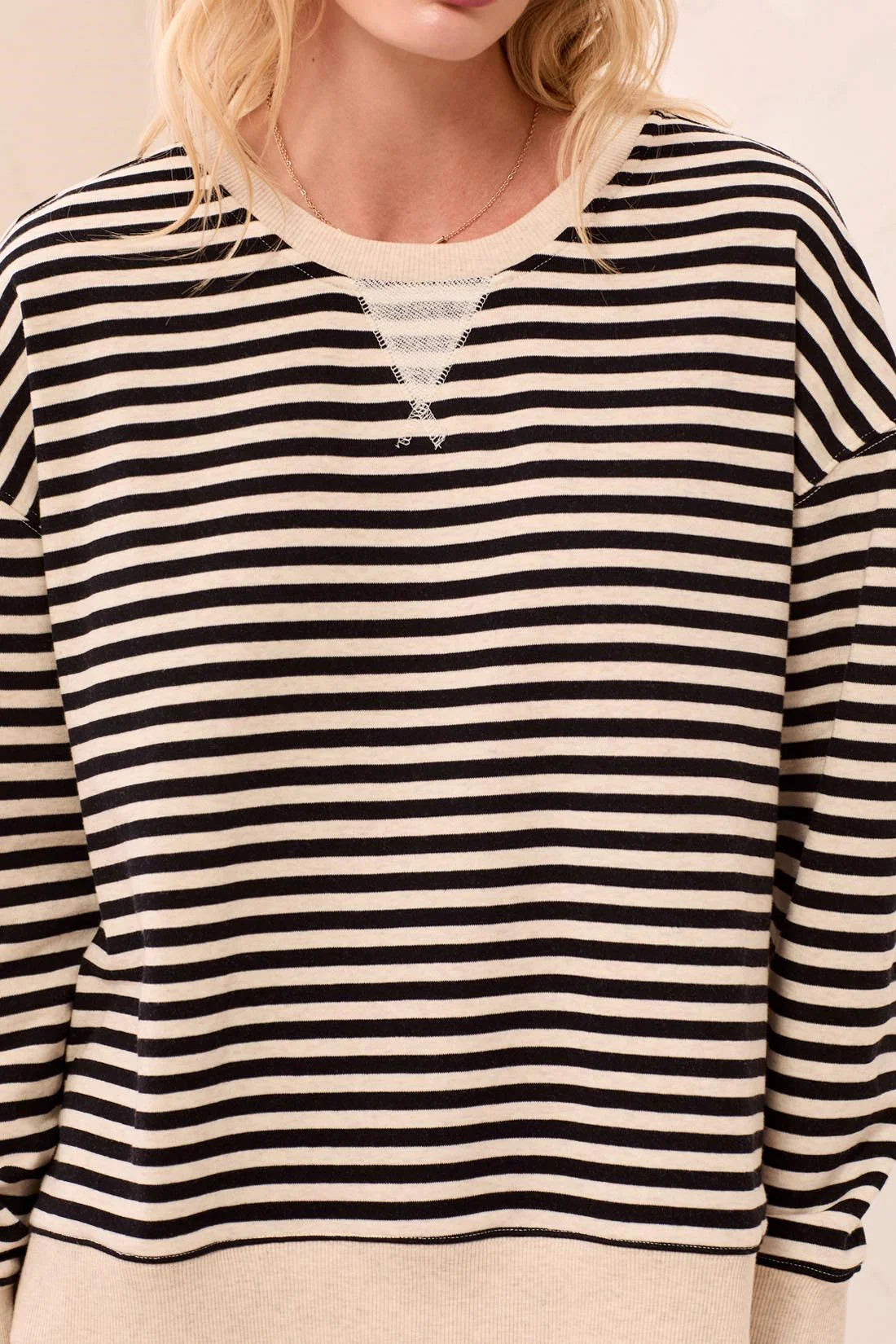 Tribal Long Sleeve Crew Neck Drop Shoulder Knit Top - Style 24870-8509